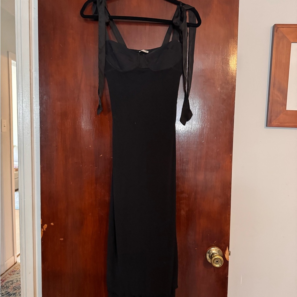 Free People Black Tie Sleeve Midi Dress